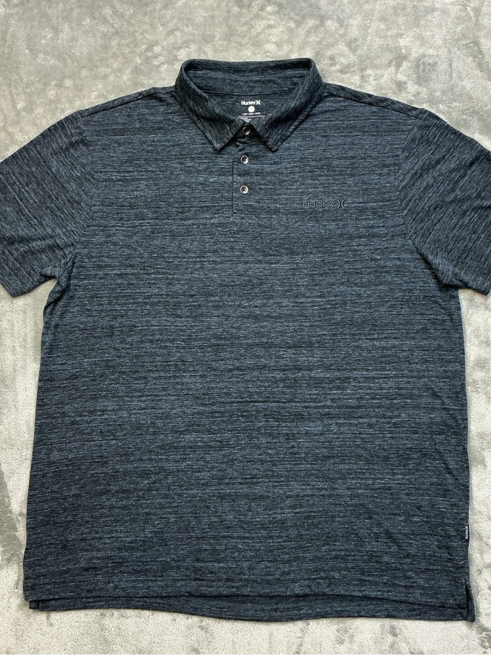 Hurley Polo Shirt Mens Large Black Heather Performance Stretch Golf Short Sleeve